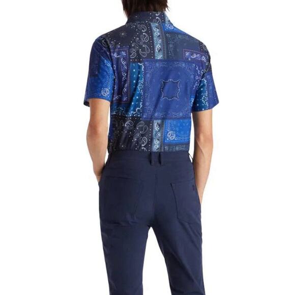 G/Fore Bandana Tech Pique Polo Shirt Men Size XL‎ Twilight Blue Golf Active NWT - Picture 4 of 8